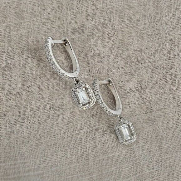 Natural Sapphire Diamond Dangle Earrings 14k WG 1.16 TCW Certified 211177 - Picture 14 of 16